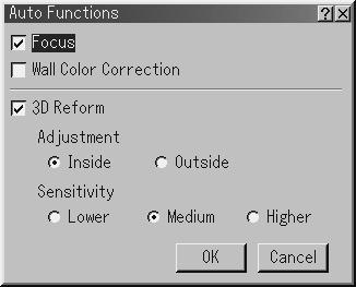 (Position/Clock/ Phase) will be performed instead of Auto Focus and Auto Wall Color Correction. 2.