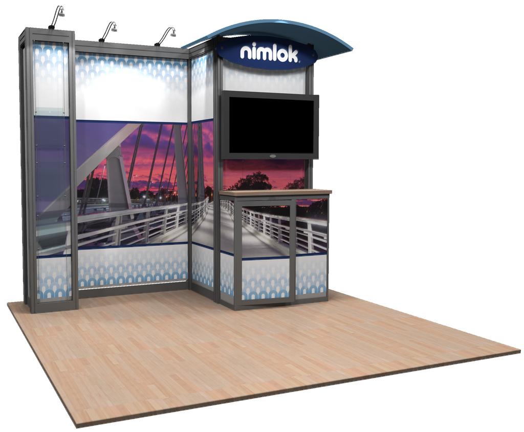 velocity standard 07 V-S-07 Chic and robust - a highly-structural portable 10 x10 exhibit that emphasizes your identity and message seamlessly with a combinaton of fabric graphics, rigid accents and