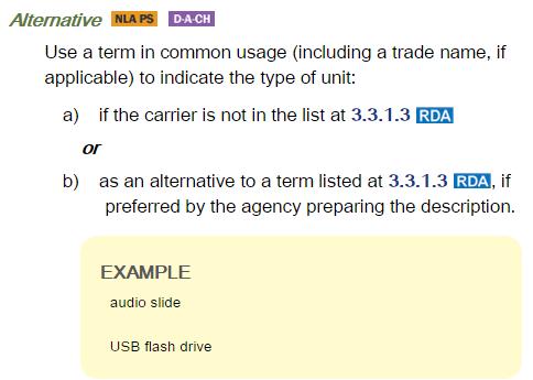 Extent of Item Use the terms listed at RDA 3.3.1.