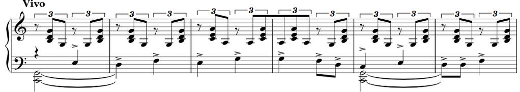 26 The B section starts with a melody that is dominated by thirds in many of which are ascending. and s Dansa do Indio Branco is harmonically very simple.