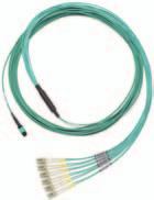 Terminated with MPO connectors on one end and clipped duplex connectors (LC, SC or ST) on the other end, the ruggedized fanout cables are available in 12-, 24-, 36-, 48- and 72- fi ber counts.