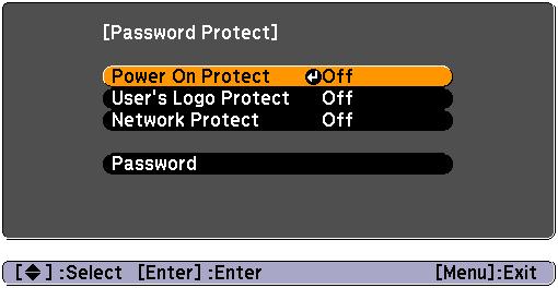 Security Functions 25 f Setting Password Protect Use the following procedure to set Password Protect. Procedure A Hold down the [Freeze] button for about five seconds.