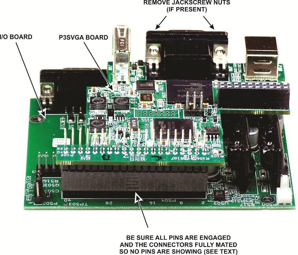 If you have the P3SVGA board to install at this time, check the connector and remove the jackscrew nuts if present, just as you did for the I/O board connectors (Figure 14).