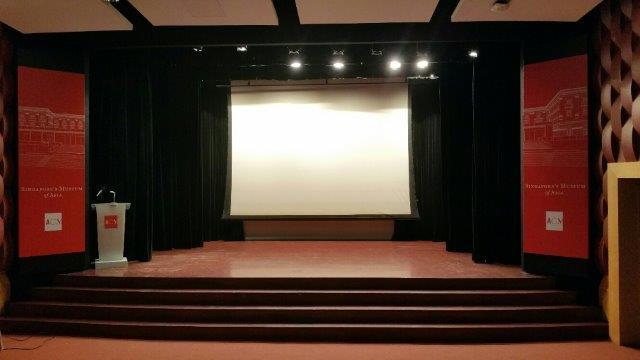 Ngee Ann Auditorium Stage (GFA: 21sqm) Length = 5m (nearer to the projector screen) to 6m (nearer to the