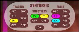 r SYNTHESIS PAGE The page controls main generation of tones from EGO synthesizer and how they react to arpeggio engine.