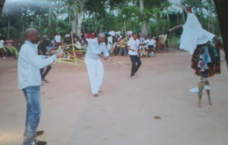 symbolic ekwe(onyeama, 2012) Plate 5: The performance arena, full initiates and the Ekeleke