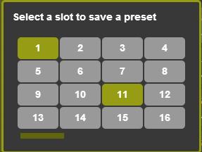 Saving a Preset To save a preset click the pin preset icon. Save Preset window appears.