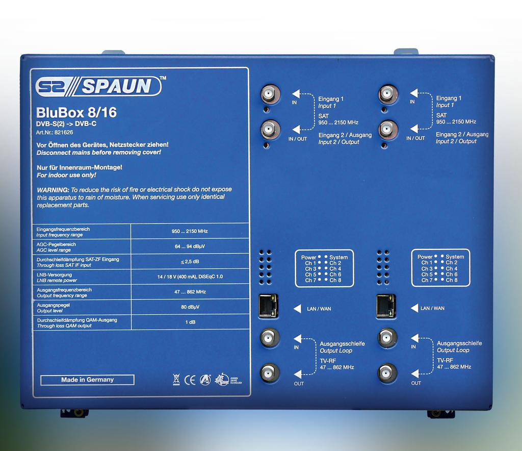TEST REPORT Satellite Headend 16 Satellite Tuners And 16 QAM Modulators in One Unit Headend equipment usually comes in 19 units to be fitted in a standard 19 rack.
