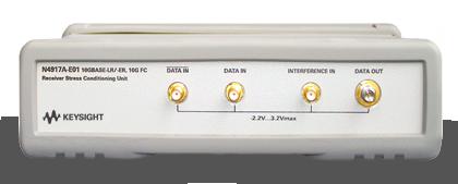 The output of the N4917A-E01/ -E03 drives the 81490A optical reference transmitter, which connects to the 81576A or N77-Series optical attenuator.