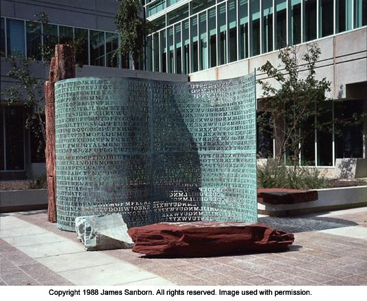 The Kryptos Sculpture In 1990, sculptor James Sanborn installed the Kryptos sculpture at the Central Intelligence Agency. The sculpture contains four encrypted messages.