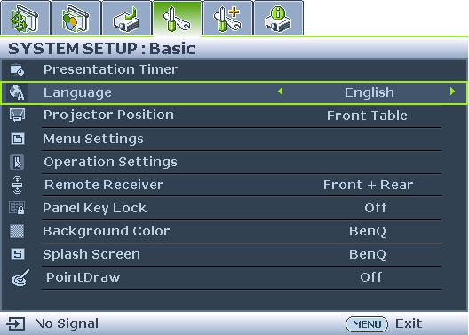 Main menu icon Highlight Main menu Sub-menu Status Press MENU/ EXIT to the previous page or to exit.