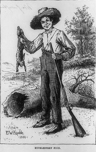 Huckleberry Finn. Frontispiece in Adventures of Huckleberry Finn. 1884. Mark Twain, author. E.W. Kemble, artist. Prints Bibliography and Photographs Division, Library of Congress.