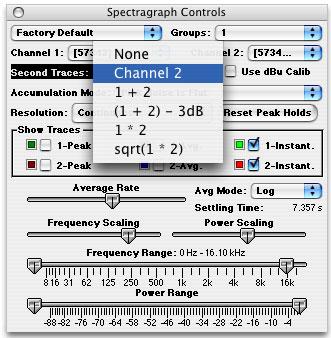 Instruments Figure 3.10: Spectragraph Second Traces pop-up Accumulation modes SpectraFoo s underlying FFT generates more data than can be displayed on screen at once.