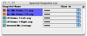 Instruments Figure 3.33: Average appears in the Spectral Snapshots List Now the average can be displayed in a Spectragraph as a snapshot.