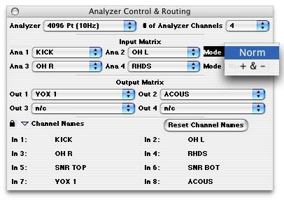 Controlling Audio and Instruments Figure 5.13: Sum/Difference pair modes menu To analyze the sum and difference of a pair of channels: 1.