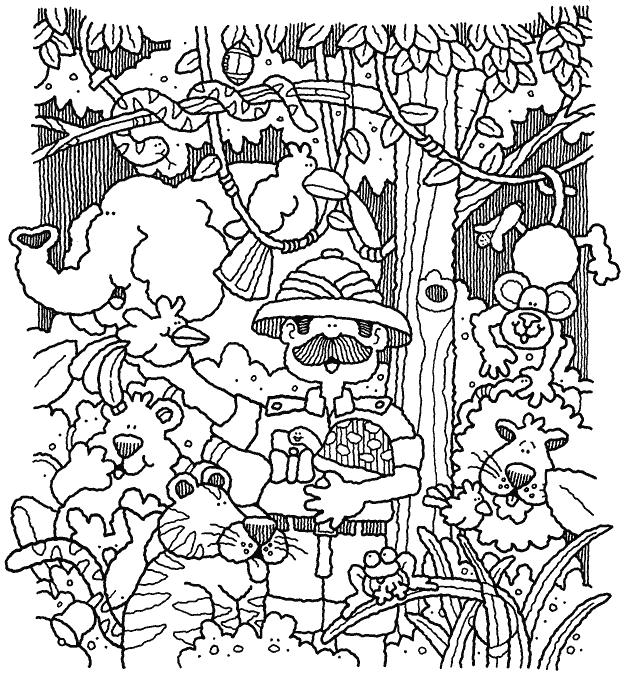 Hidden Picture Jungle, The In this big picture find the saw, teapot, bell, slice of cake,