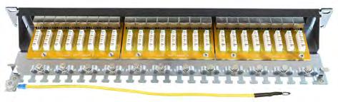 5RU 24x SFTP CAT6A PORTS WITH FULLY SHIELDED KEYSTONE JACKS The compact 0.5RU patch panel is suitable to use in a standard 19" cabinet.