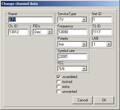 Info: here you get the number of TV and radio channels and transponders that are in your settings. With Show you can change the viewing mode of SetEditSony.