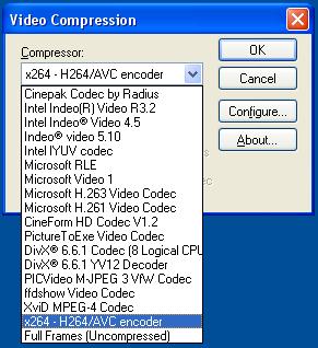 Figure F1. PTE will have a few or perhaps many video codecs available to it on your PC.