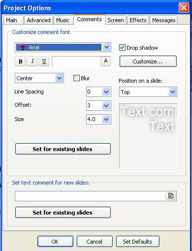 5.5.4 Comments Tab Figure 5.13 shows the Comments tab. The first block of buttons allows the user to customize the Comments fonts in numerous ways.