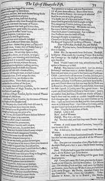 Shakespeare s Texts 103 A page from the First Folio edition of Henry V green fields. How now, Sir John? quoth I.