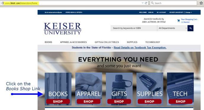 7 KEISER ONLINE BOOKSTORE 1. Please access the Keiser Bookstore at: http://www.bkstr.com/keiserstore/home 2. Please add this to your bookmarks or favorites for future use.