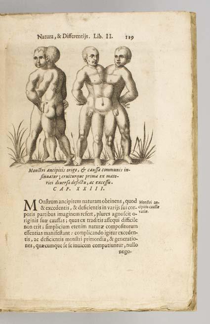 DE MONSTRORUM CAUSSIS, NATURA, ET DIFFERENTIIS LIBRI DUO. (Patavii: Apud Paulum Frambottum, 1634) 240 x 160 mm. (9 1/2 x 6 1/4"). 8 p.l., 262, [26] pp. Second Edition.