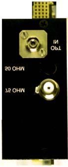 3RU Receiver Module Description. A. Thumbscrews (2 Places): Used to secure the module top and bottom to the 3RU chassis B. RF Test Point (-20 db from output connection): Monitors the RF level.