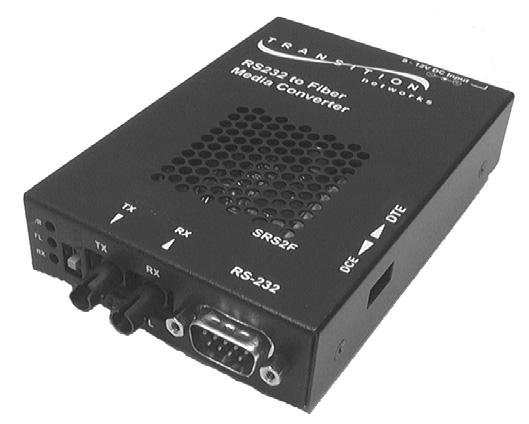 User s Guide SRSFxx-00 Stand-Alone Media Converter RS- to Fiber Transition Networks SRSFxx-00 series media converters connect copper RS- cable to fiber-optic cable at asynchronous data rates up to