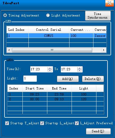 Remark: When there is no controlling strategy, take the brightness manually setting as the default brightness value; 2.Method of time setting: (picture 3 timing setting) 1.