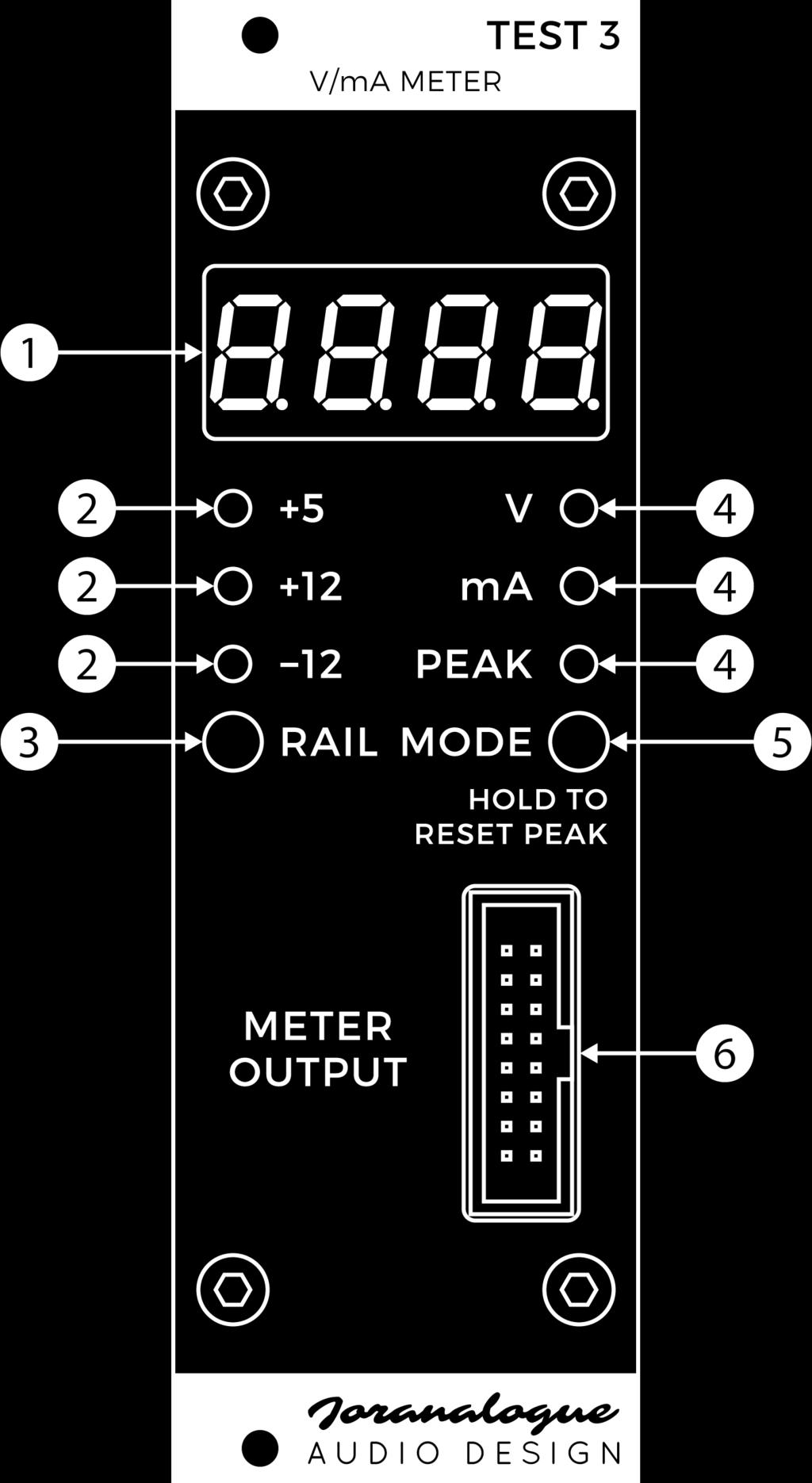 CONTROLS & CONNECTIONS 1 LED DISPLAY The selected measurement of the selected power rail is shown on the LED display.