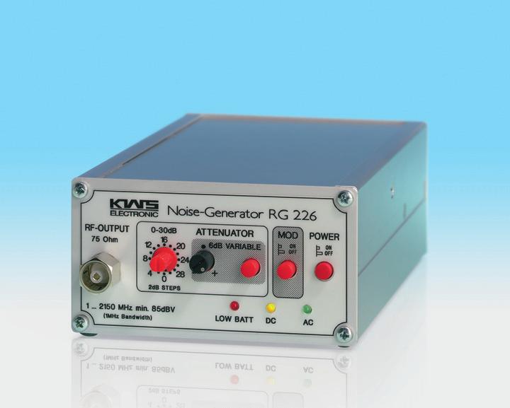 RG 226 The Noise Generator RG226 enables you to assess the frequency progressions of entire distribution systems as well as those of individual components such as amplifiers and multi switches.