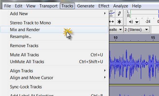 In this case we can select all the tracks - Edit > Select > All (Ctrl + A).