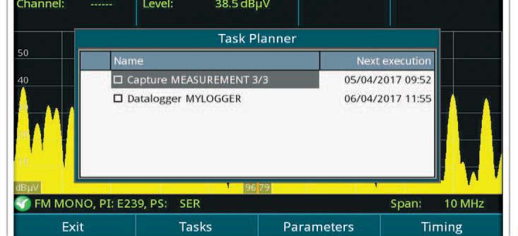 Task planner This function allows to set a set-up task list, both for screen