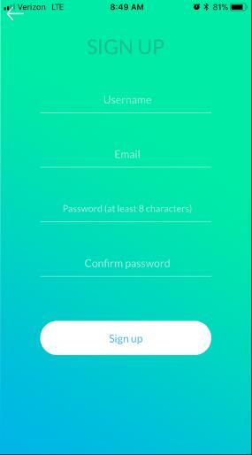 2.2 Creating a Username and Password Creating a username and password is required to use the ControLIT app.