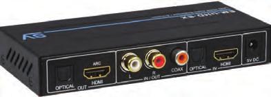 When in De-embedding mode, the EM-UHD-EX will output the audio to all three audio formats (S/PDIF Coax, Optical Toslink or Stereo Audio) simultaneously, either from the HDMI input signal or from the