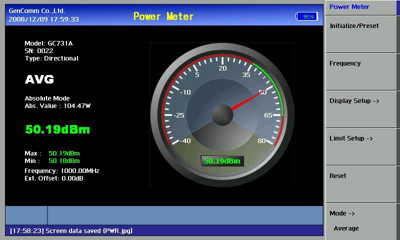 POWER METER 6-7 After connecting a power sensor, select the Initialize/Preset screen menu key for the instrument to recognize the sensor.