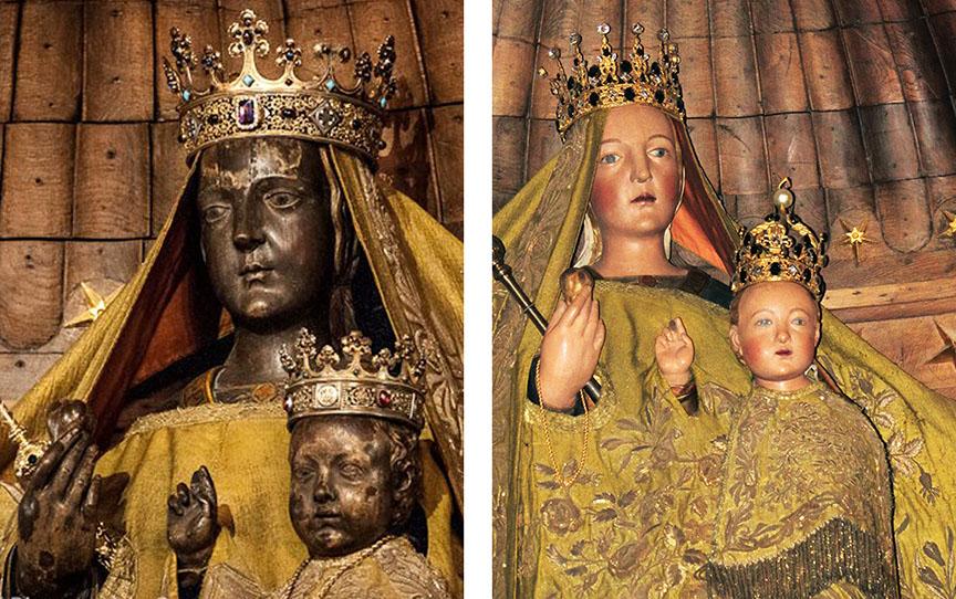 As a result of the cleaning and restoration of the chapel, Notre-Dame du Pillier went through some changes, much to the outrage of Chartres lovers, changing Mary and Jesus from earthy figures,