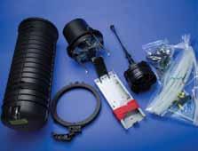 Typical Closure Kit Contents Typical Closure Kit Contents include Dome Clamp O-ring Base Gel sealing block with compression trigger Plugs for unused cable ports Tray tower to hold hinging FOSC splice