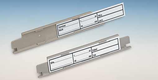 ! % 1001/2001 Series Distribution System Label Frames, Strip Dimensions Label Frame with Label Strip Used to identify mounting frames and cable terminal heads (see picture page 72).