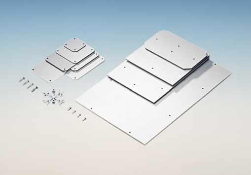 Accessories for Wall-Mounted Distribution Enclosures / Boxes Mounting Plate, PG-Threaded Cable Glands and PG Mounting Kits Mounting Plate for FM/E The mounting frames and distribution strips are
