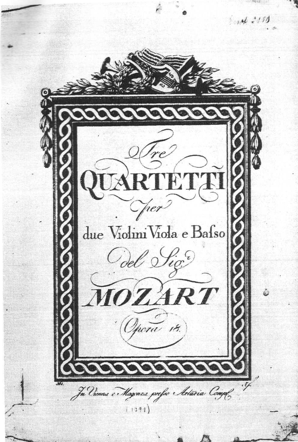 New Mozart Edition VIII/20/1/2 String Quartets Facs.