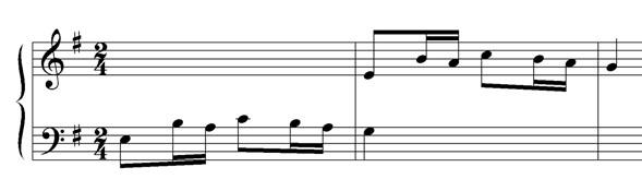 Composers include Palestrina, Byrd and Bach Imitative Music which uses imitation: a device in partwriting in which one voice repeats (or approximately repeats) a musical figure previously