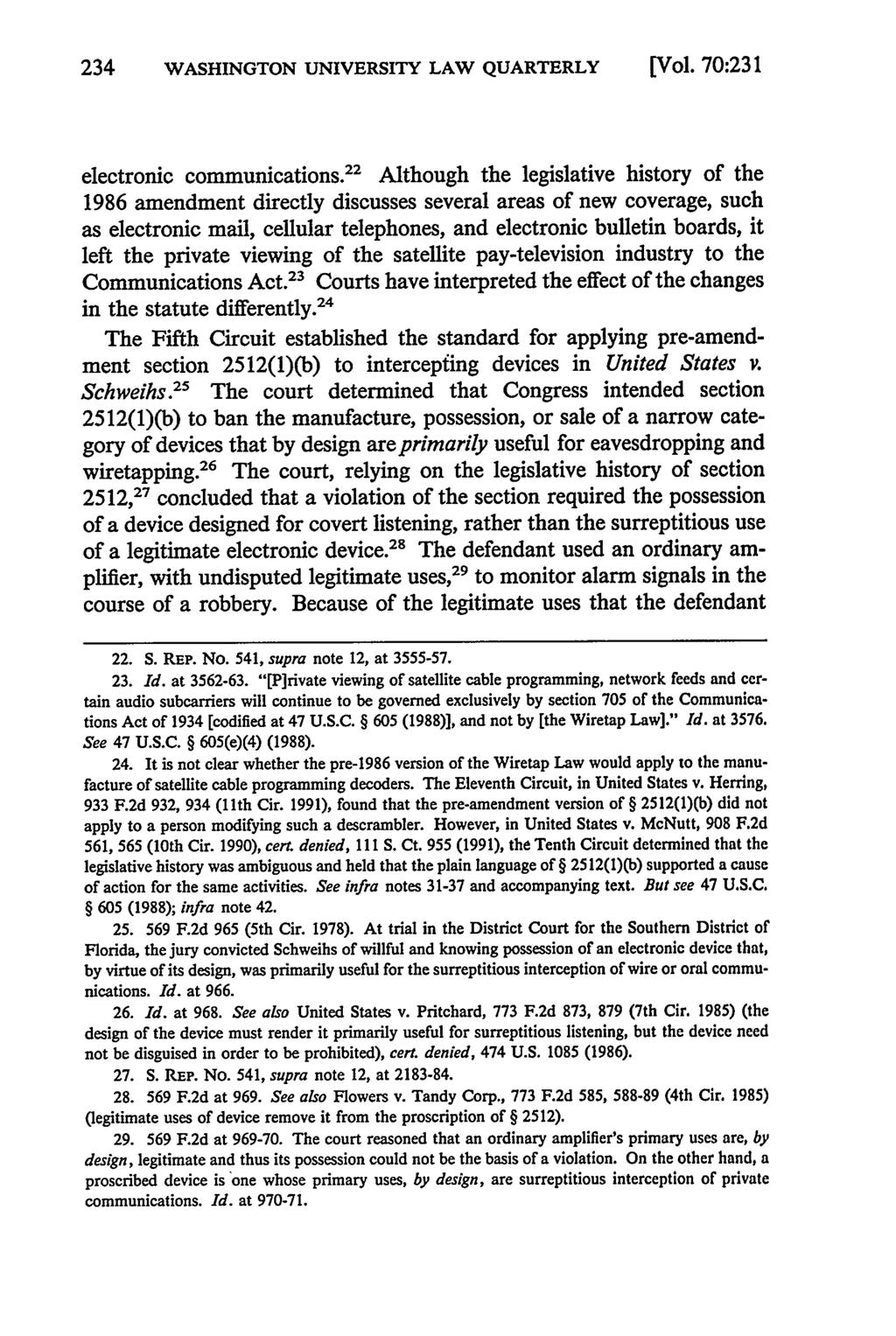 234 WASHINGTON UNIVERSITY LAW QUARTERLY [Vol. 70:231 electronic communications.