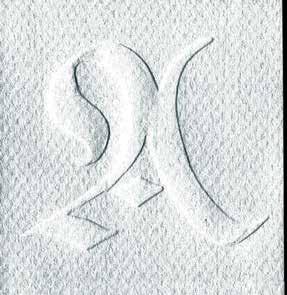 A. Blind embossing. Cut a letter stencil from a file folder or other thick card stock and press the paper into the cut-out shape using a stylus (such as a ball burnisher or a dry ballpoint pen).