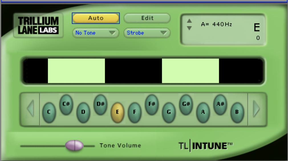 Down Octave button Octave buttons Up Octave button The octave range of 0 6 displayed in TL InTune is based on middle C being equal to C4.