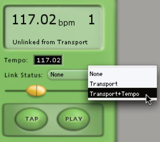 Synchronization TL Metro can be synchronized to the Pro Tools Transport and Tempo using the Link Status selector.