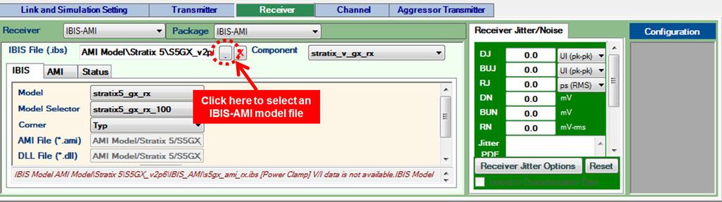 UG-1146 Receiver Options 2-55 Figure 2-40: Receiver IBIS-AMI Model IBIS Configuration Page Package Package models are required in all IBIS models.