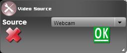 The Cog Wheel Icon (settings), will allow you to set your Video Source as either Webcam or External Camera. Again, leave this icon alone, as we will make those choices in a different Window.
