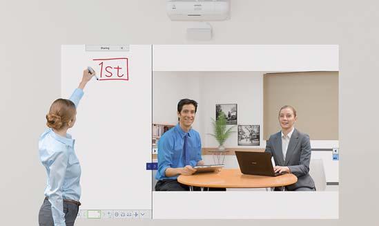 Enhancing Video Conference Systems The interactive projector powerfully enhances video conference systems with interactive collaboration functions.